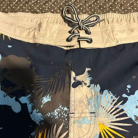 Tropical Tie Dye Men's Swim Trunks Large Board Shorts Palms Marble - Picture 6 of 13